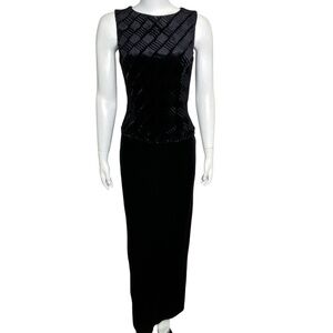 Vintage Scott McClintock Evening Gown Dress Size 4 Black Velvet Sleeveless